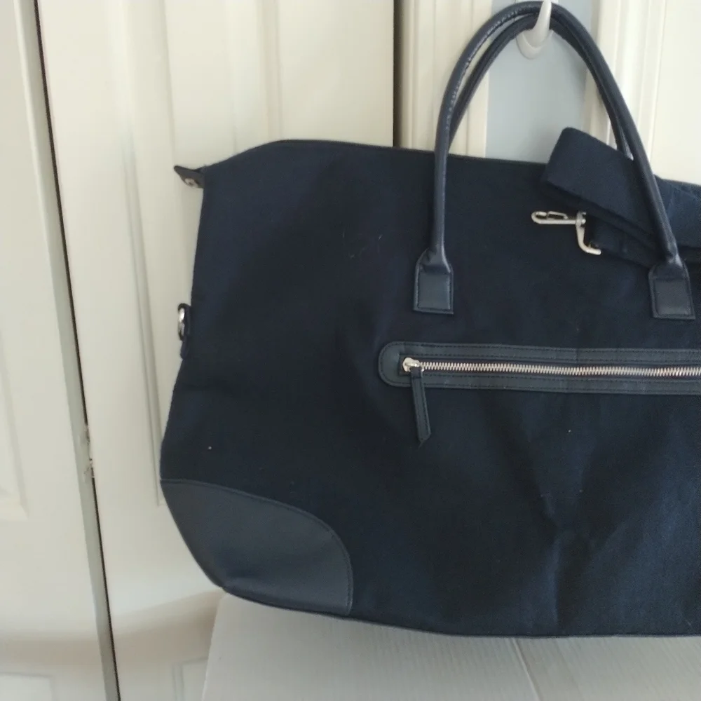DSW Navy Felt Weekender Tote Luggage Travel Bag - Picture 2 of 11